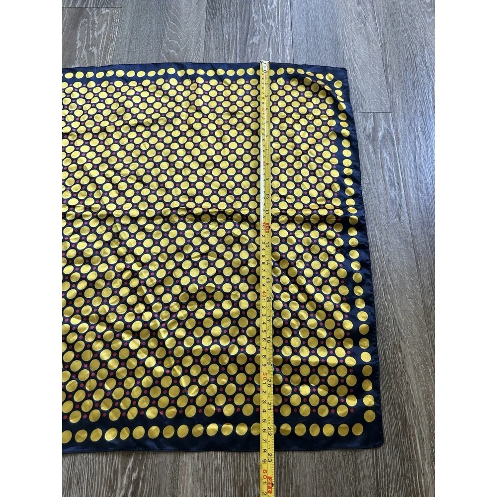 Vintage 1970s Italian Geometric Yellow Navy Square Scarf Retro Mod Preppy